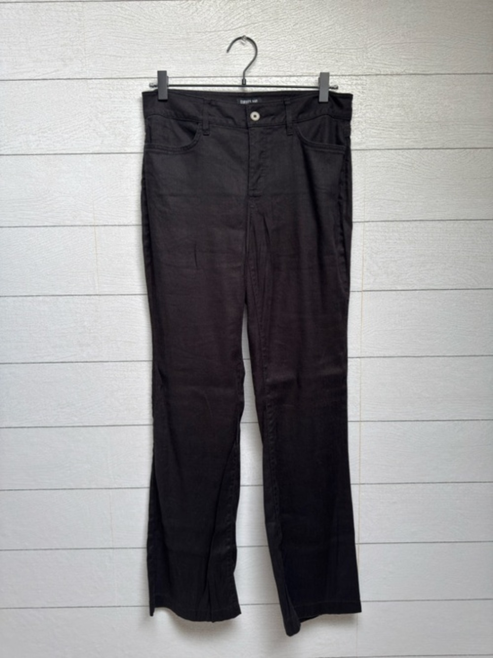 Curves 360 NYDJ Black Linen Blend Straight Leg Pants Stretch Slim Size 4